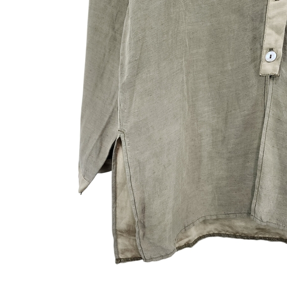 Kleen Women's Silk Linen Long Sleeves Button Front Tunic Top Lagenlook - L - Picture 4 of 8
